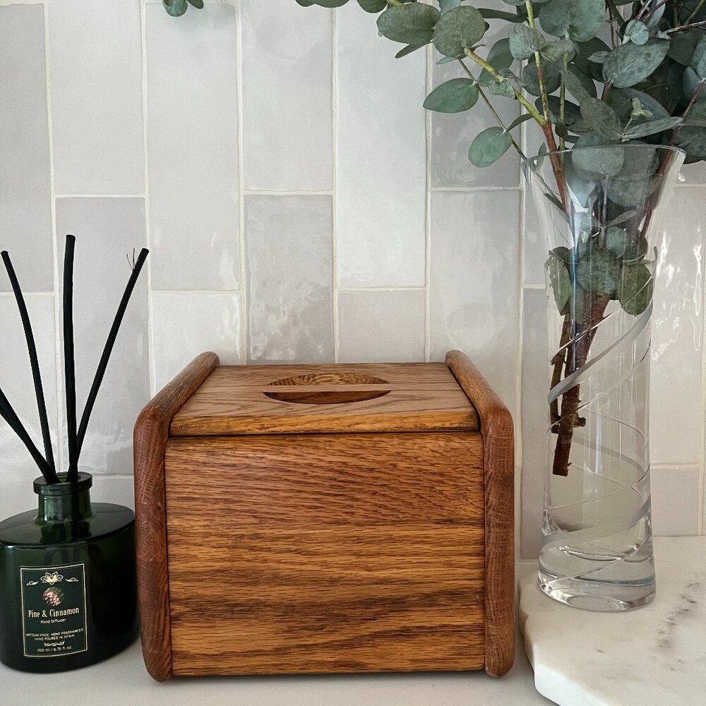 Oak Vintage Antique Recipe Card Holder Box Kitchen Decor